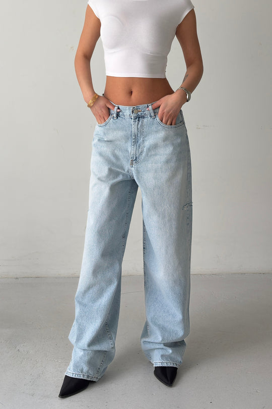 Routines Side-cut Skater Baggy Jeans - Light Blue 3144 - ROUTINES