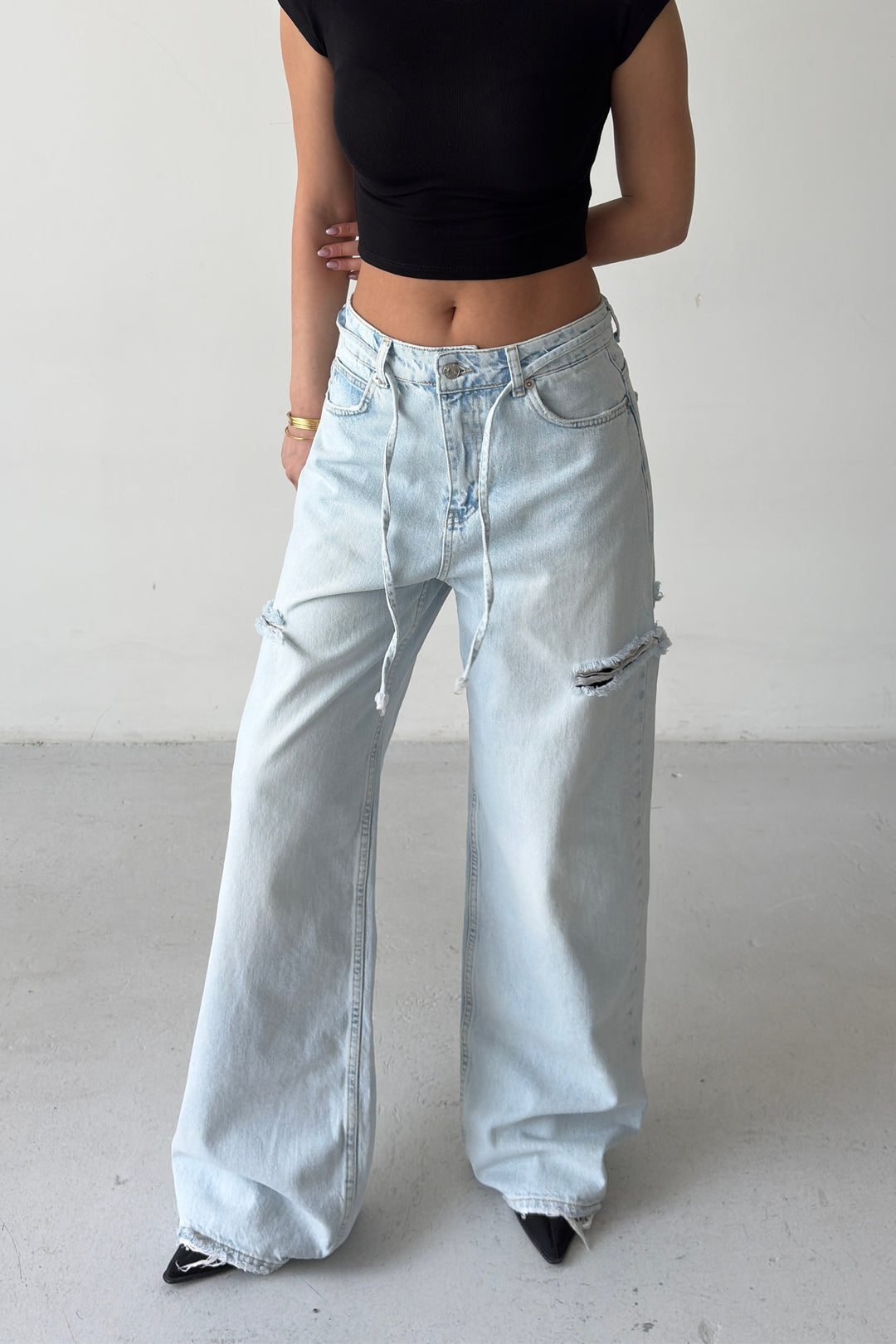 Routines Side-cut Straight Jeans - Light Blue 3804 - ROUTINES