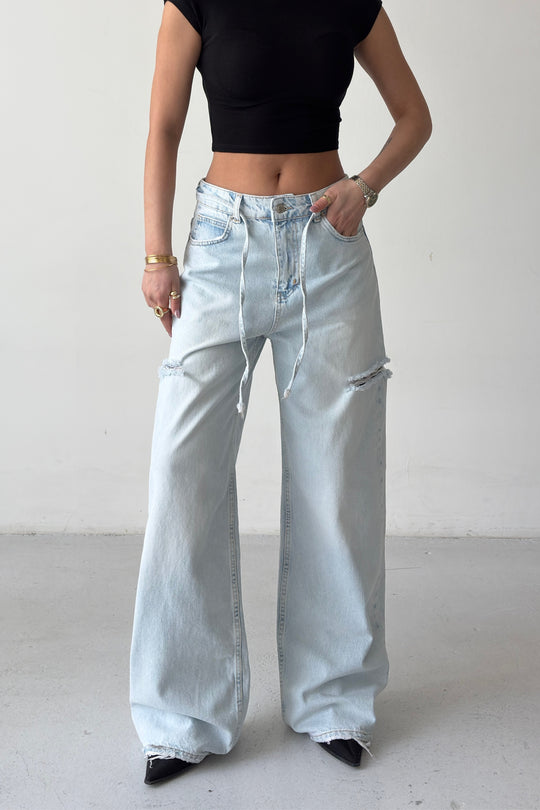Routines Side-cut Straight Jeans - Light Blue 3804 - ROUTINES