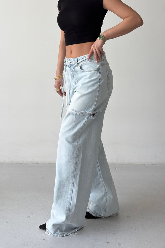 Routines Side-cut Straight Jeans - Light Blue 3804 - ROUTINES