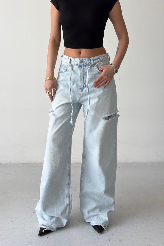 Routines Side-cut Straight Jeans - Light Blue 3804 - ROUTINES