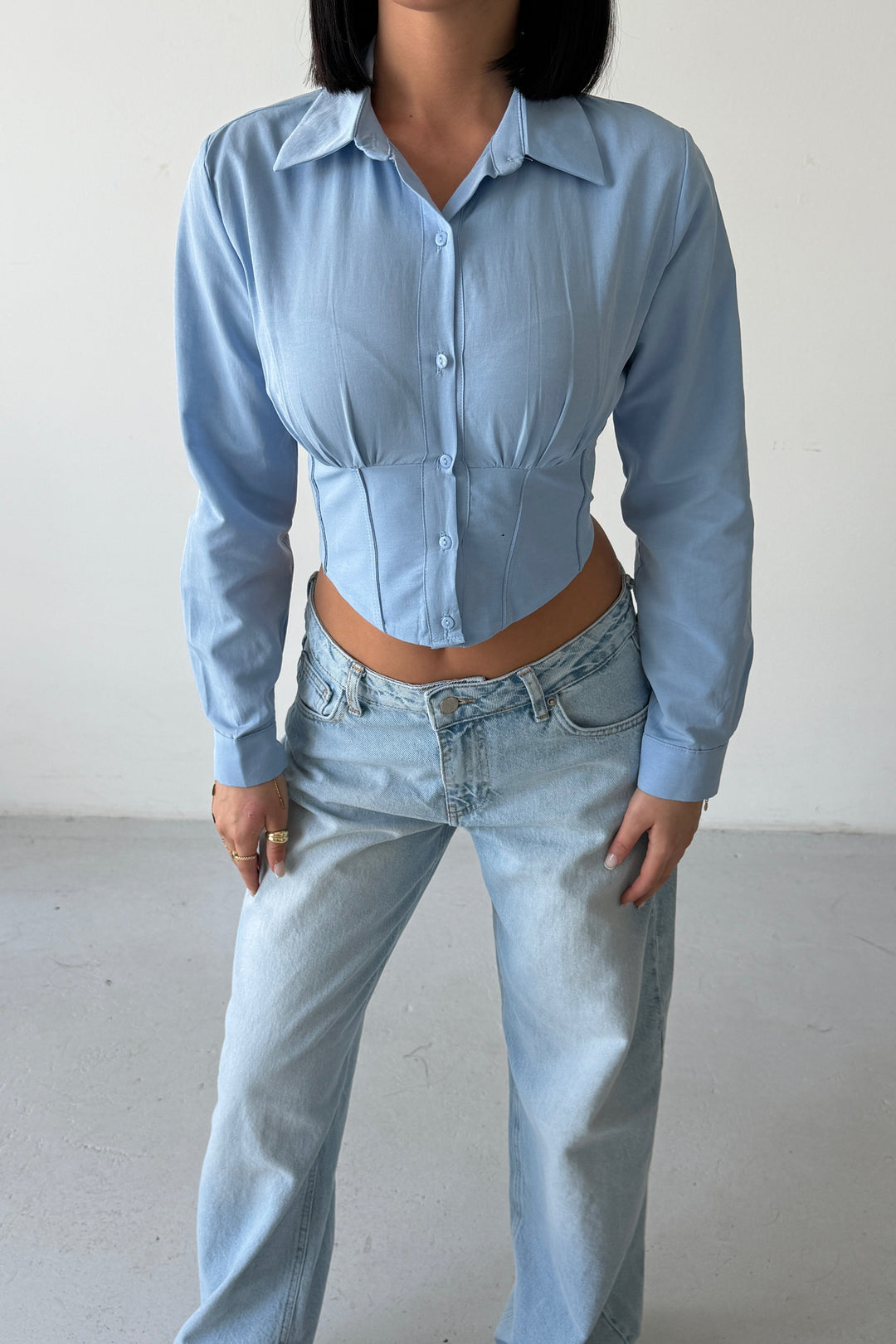 Routines Snatched Cropped Blouse - Blue 0301