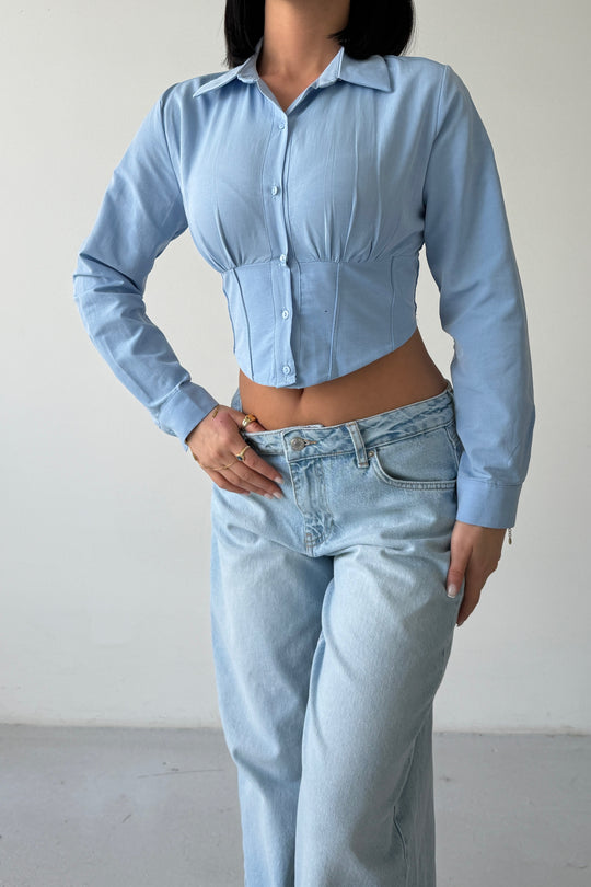 Routines Snatched Cropped Blouse - Blue 0301