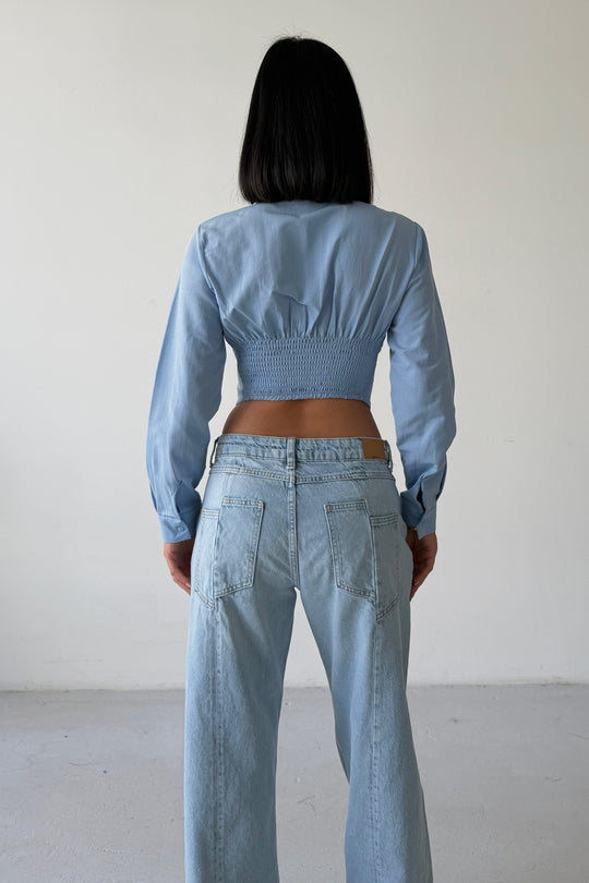 Routines Snatched Cropped Blouse - Blue 0301