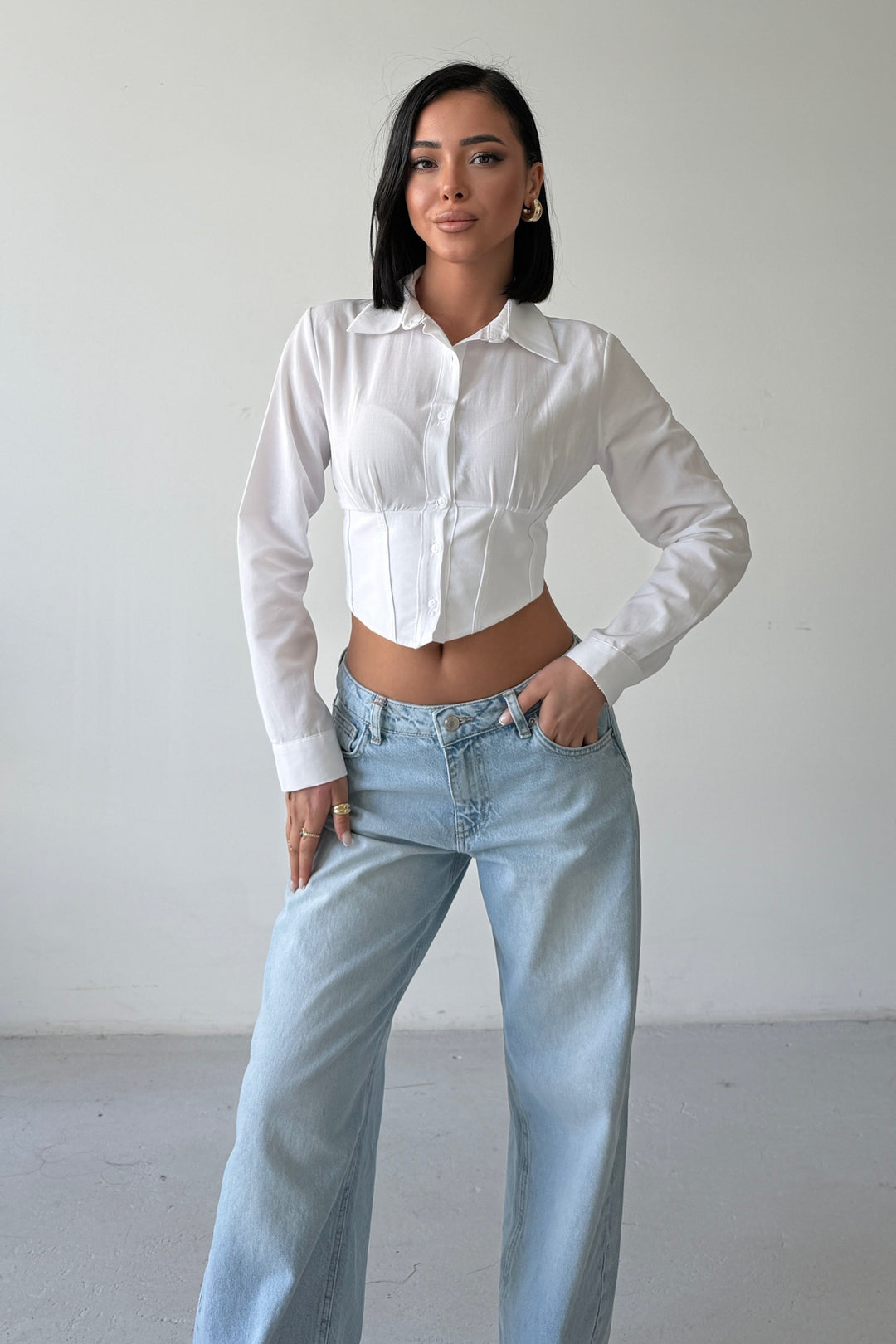 Routines Snatched Cropped Blouse - White 0301