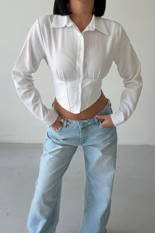 Routines Snatched Cropped Blouse - White 0301