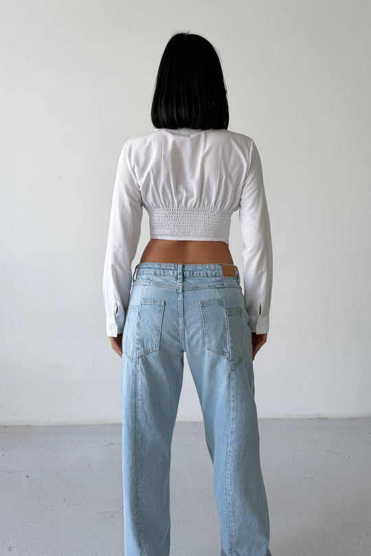 Routines Snatched Cropped Blouse - White 0301