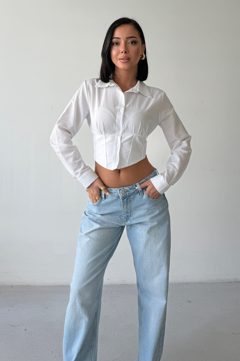 Routines Snatched Cropped Blouse - White 0301
