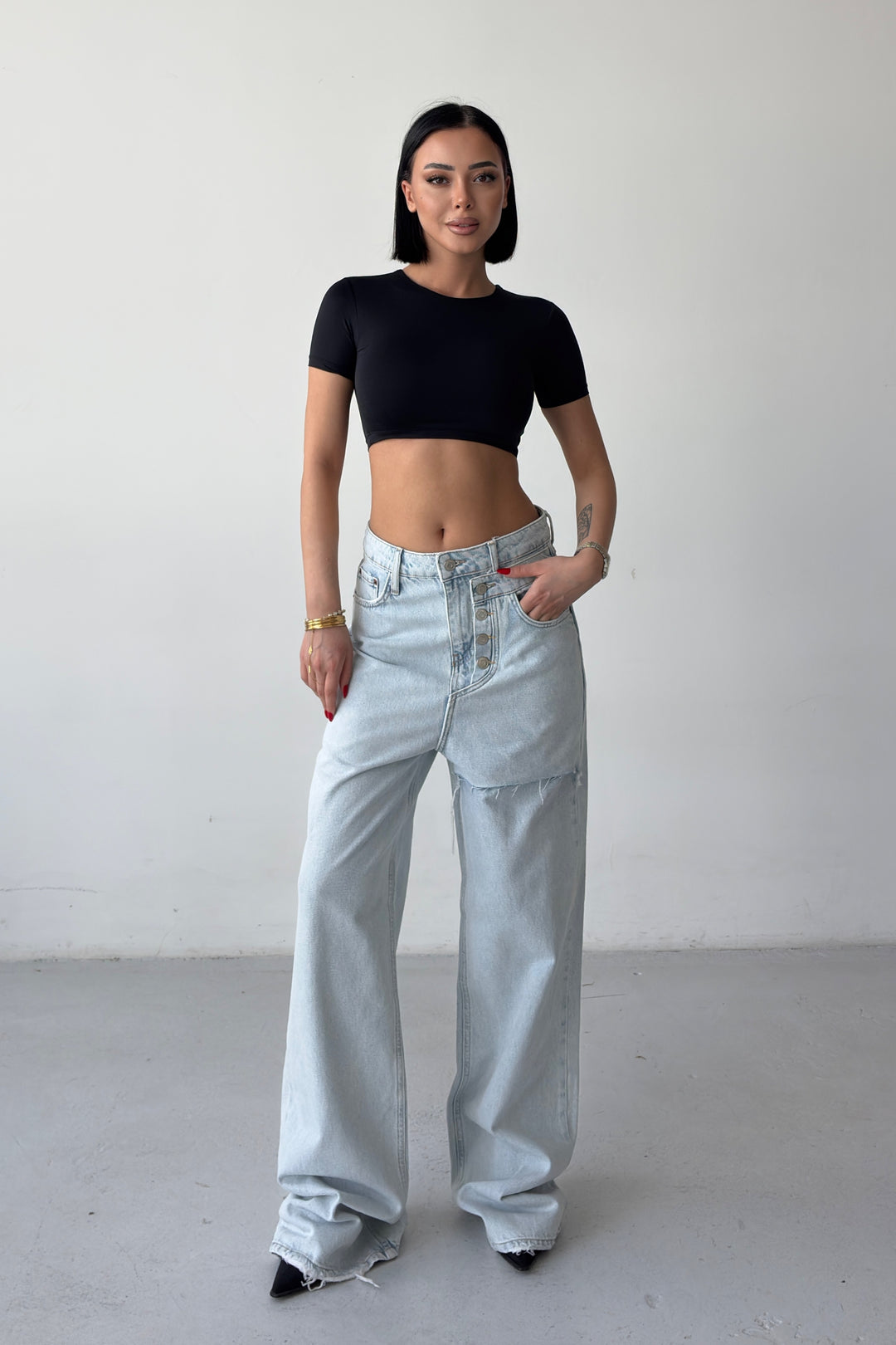Routines Stitched Double Waist Jeans 1795-1 - ROUTINES