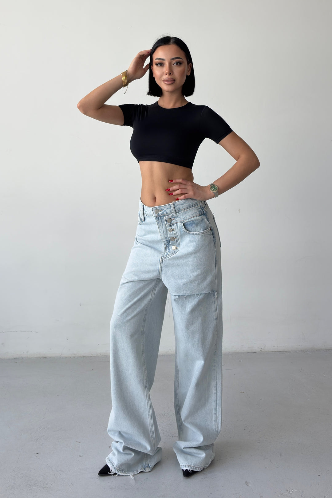 Routines Stitched Double Waist Jeans 1795-1 - ROUTINES