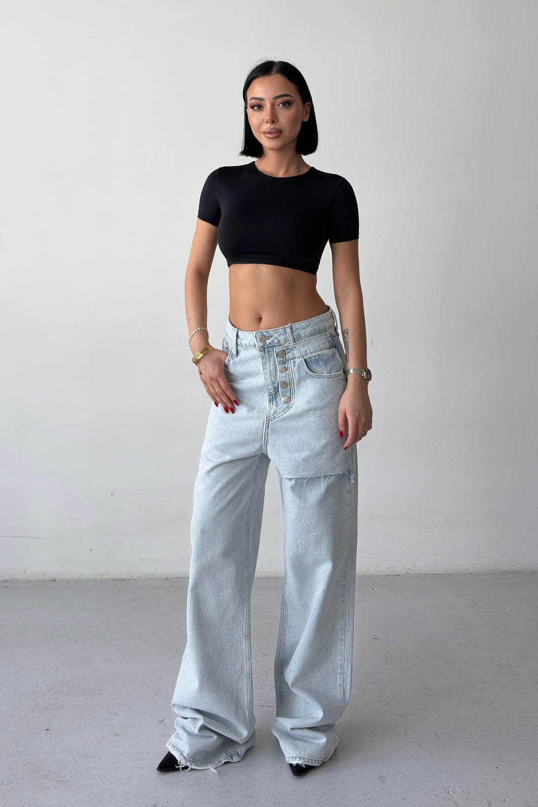 Routines Stitched Double Waist Jeans 1795-1 - ROUTINES