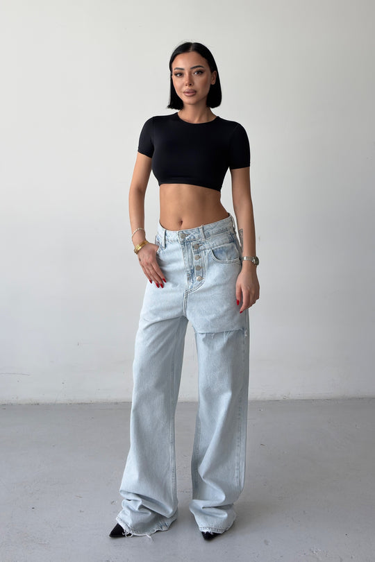 Routines Stitched Double Waist Jeans 1795-1 - ROUTINES