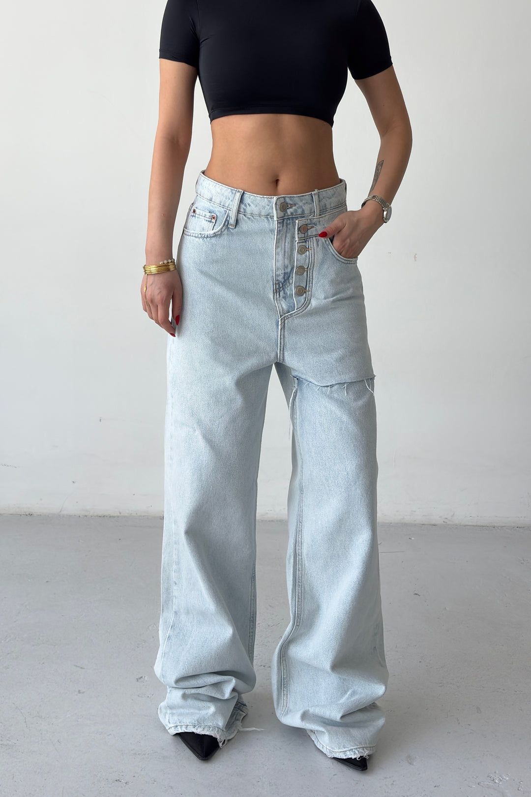Routines Stitched Double Waist Jeans 1795-1 - ROUTINES