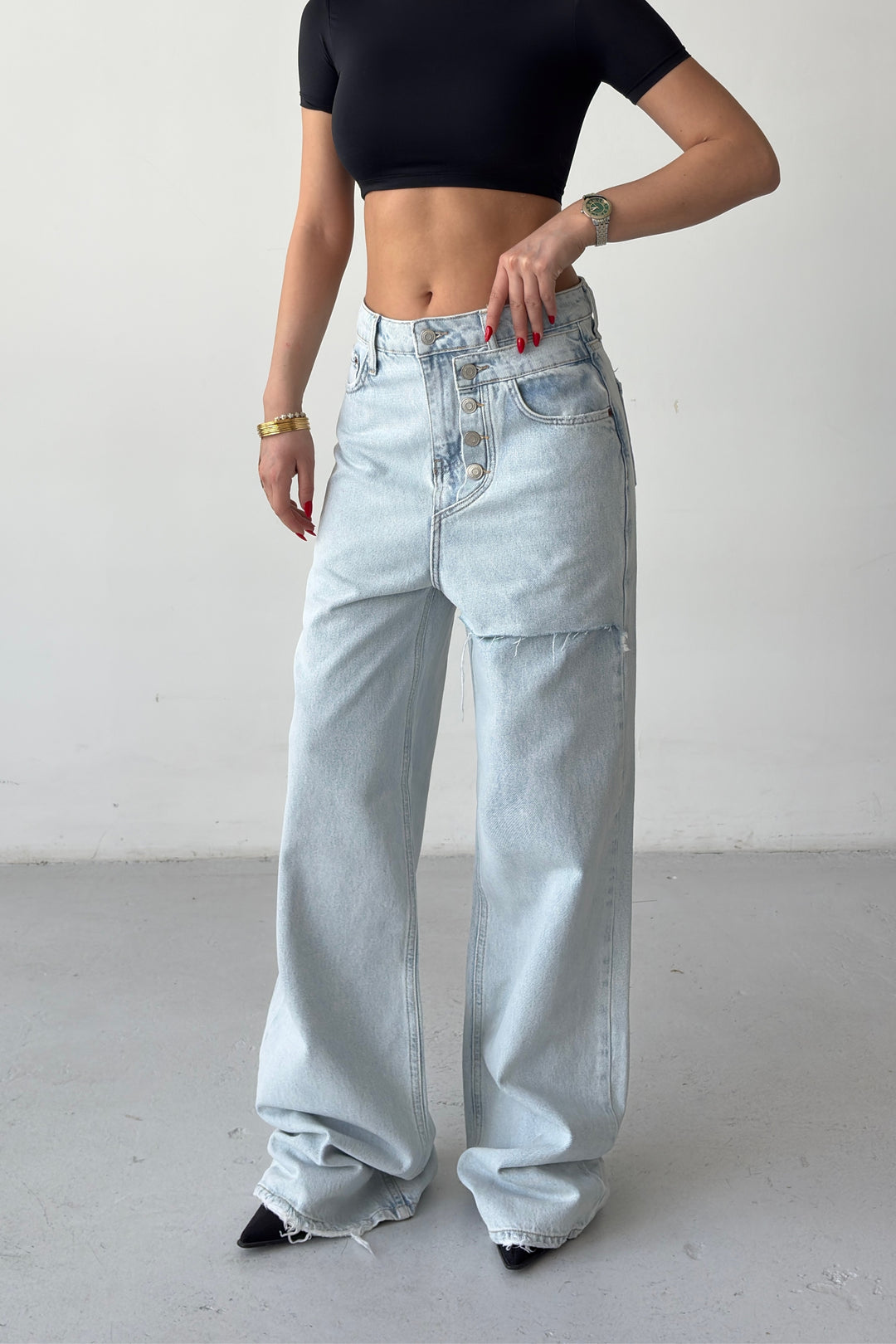 Routines Stitched Double Waist Jeans 1795-1 - ROUTINES