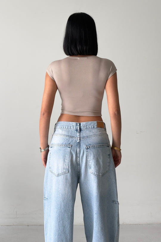 Routines Stretch Crop Top - Beige 4011 - ROUTINES