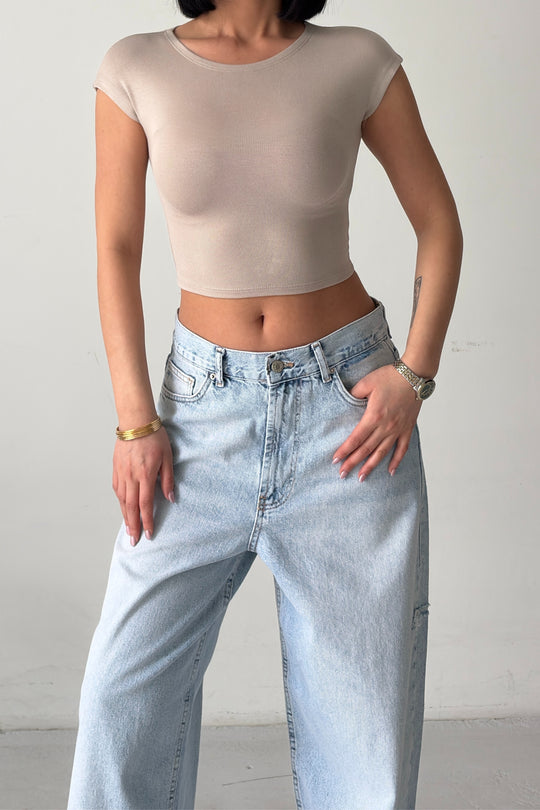 Routines Stretch Crop Top - Beige 4011 - ROUTINES