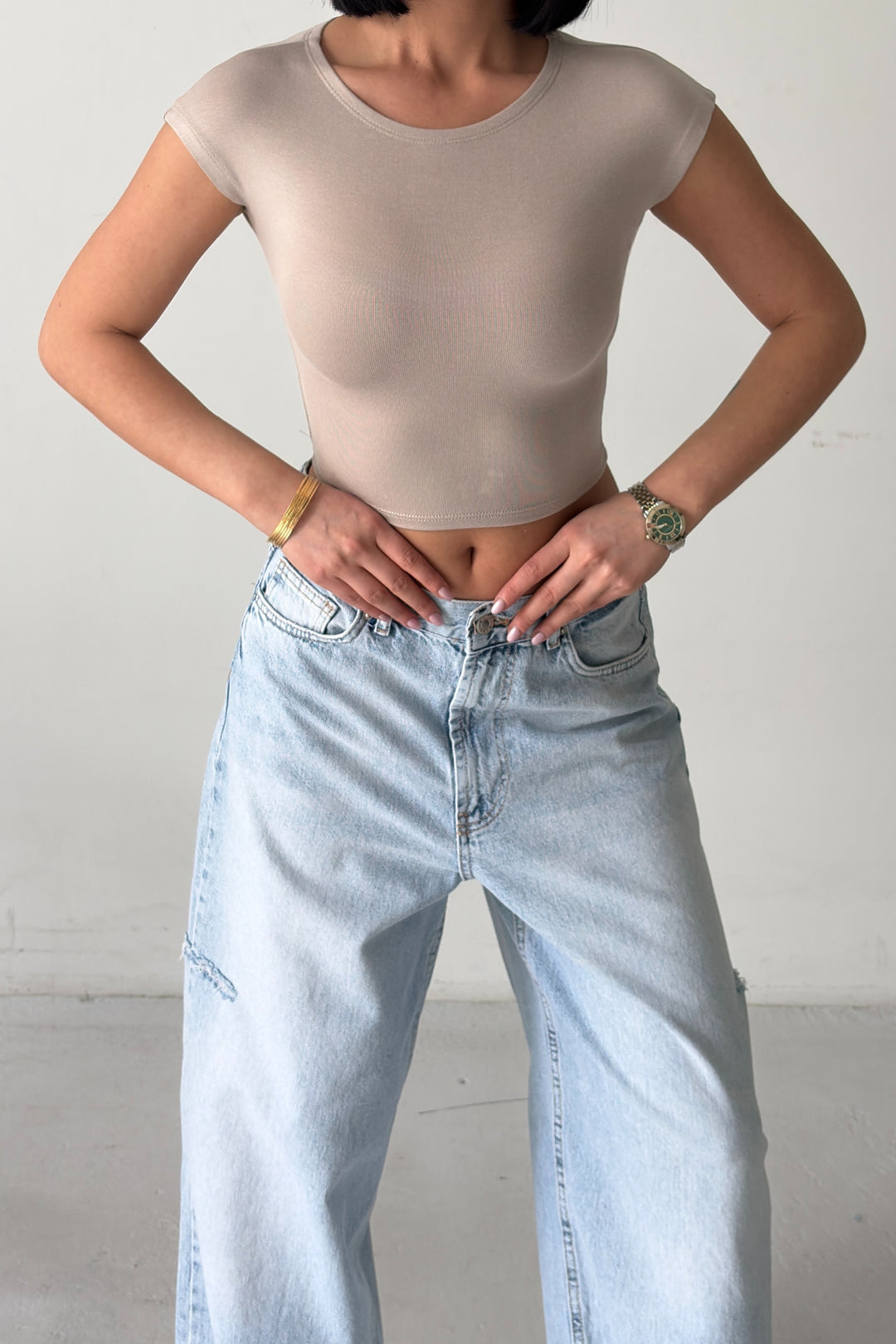 Routines Stretch Crop Top - Beige 4011 - ROUTINES