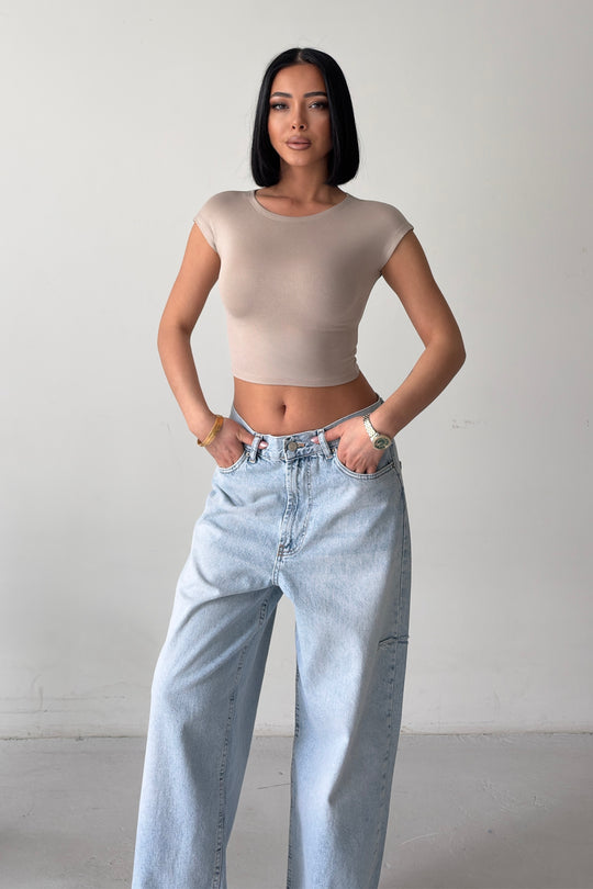 Routines Stretch Crop Top - Beige 4011 - ROUTINES