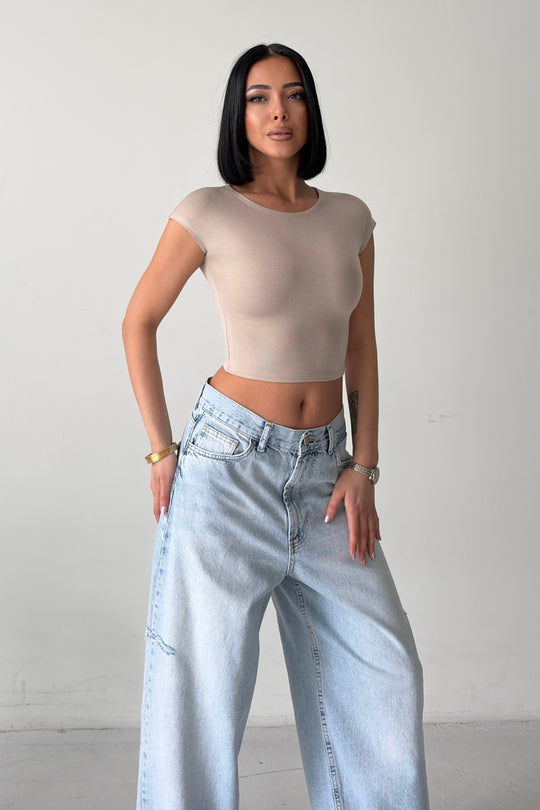 Routines Stretch Crop Top - Beige 4011 - ROUTINES