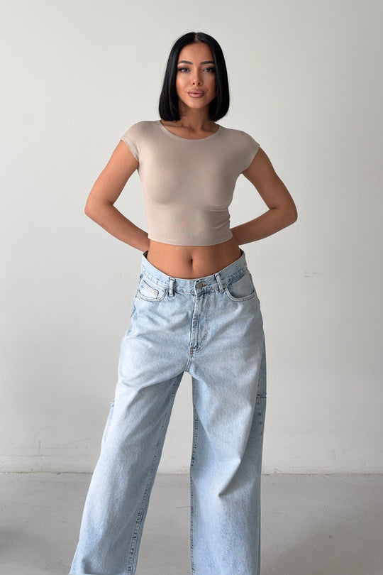 Routines Stretch Crop Top - Beige 4011 - ROUTINES