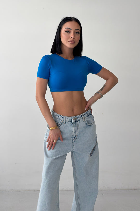 Routines Stretch Crop Top - Blue 2429 - ROUTINES