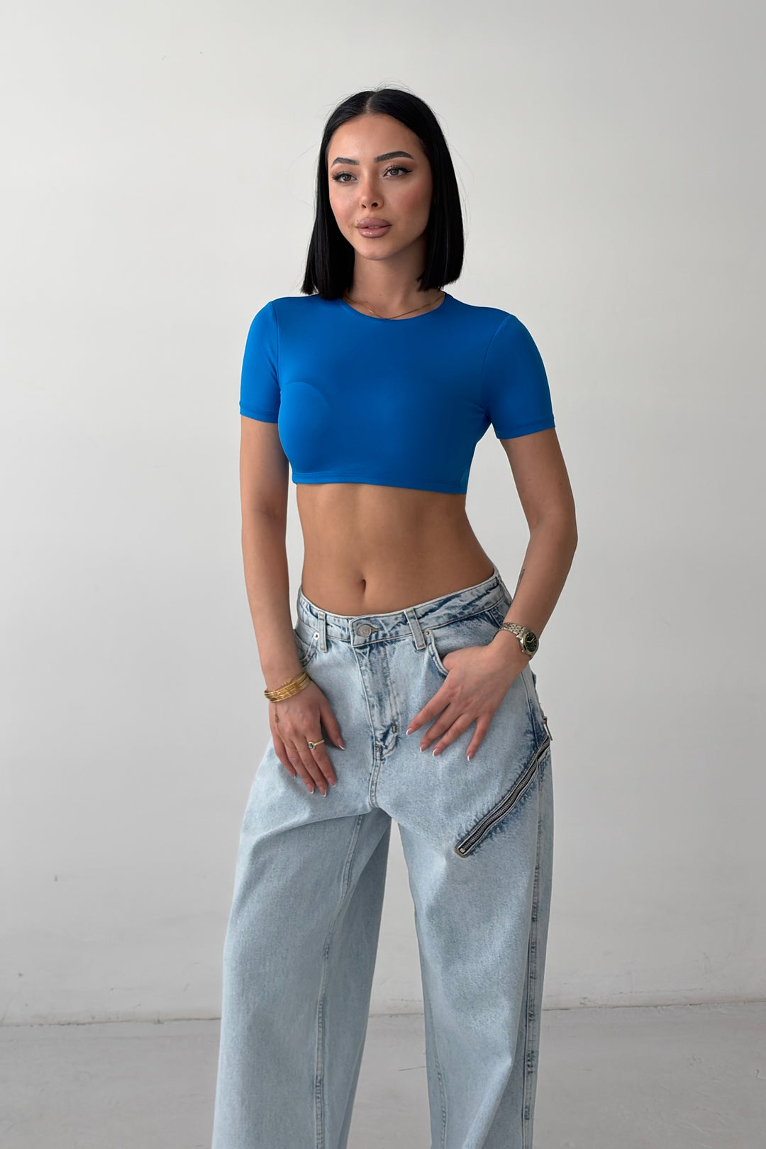 Routines Stretch Crop Top - Blue 2429 - ROUTINES