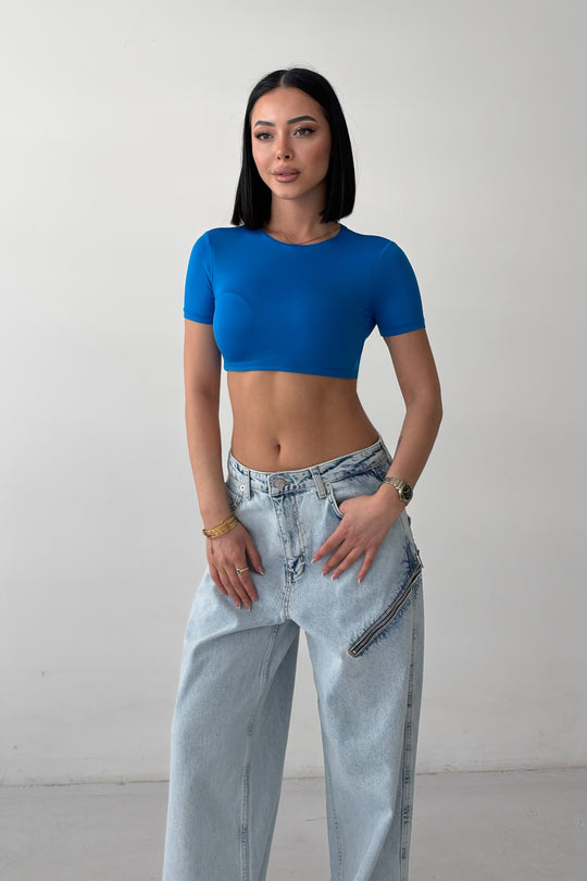 Routines Stretch Crop Top - Blue 2429 - ROUTINES