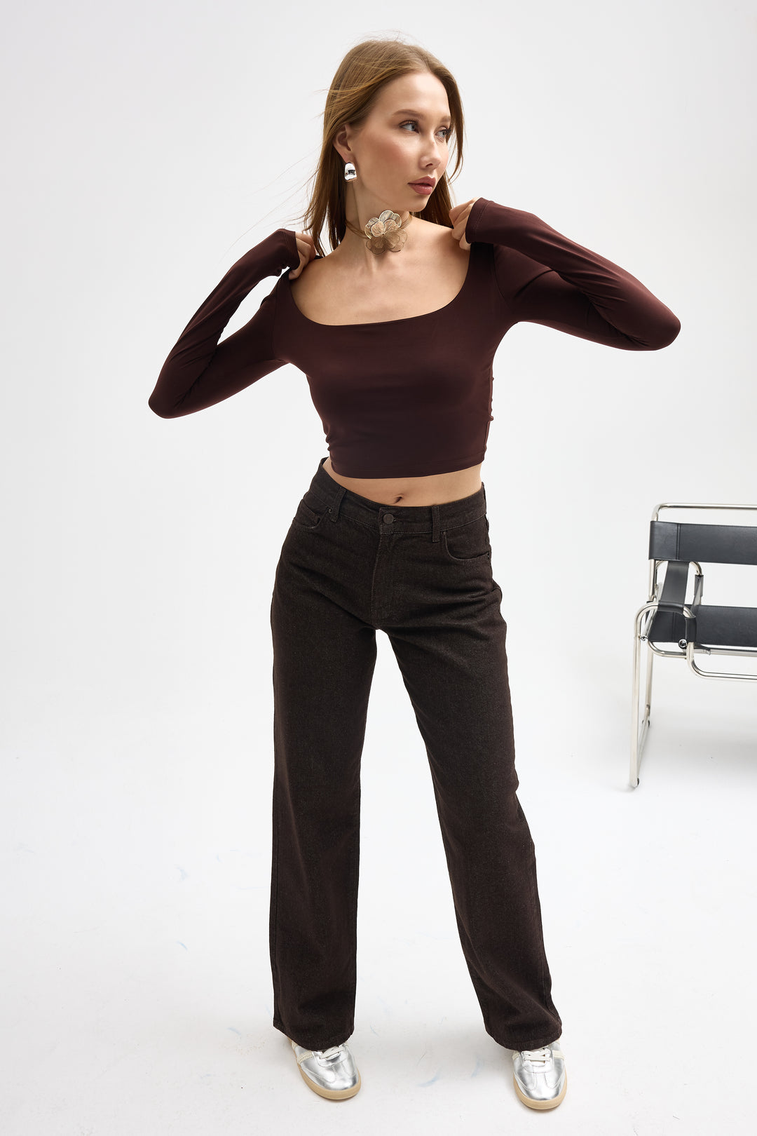 Routines Stretch Crop Top - Brown 10133 - ROUTINES