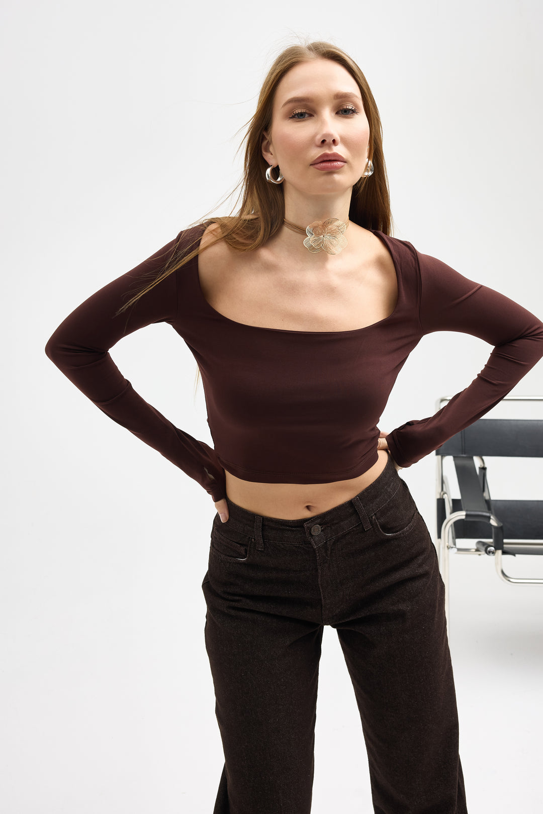 Routines Stretch Crop Top - Brown 10133 - ROUTINES