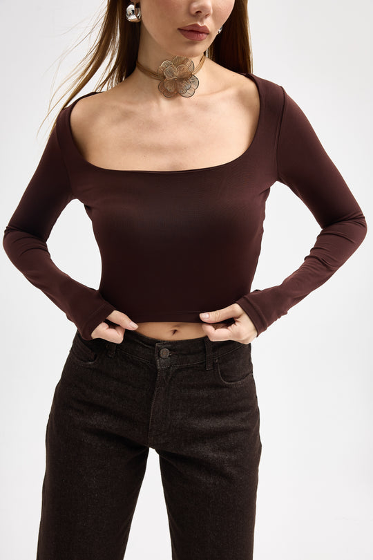 Routines Stretch Crop Top - Brown 10133 - ROUTINES