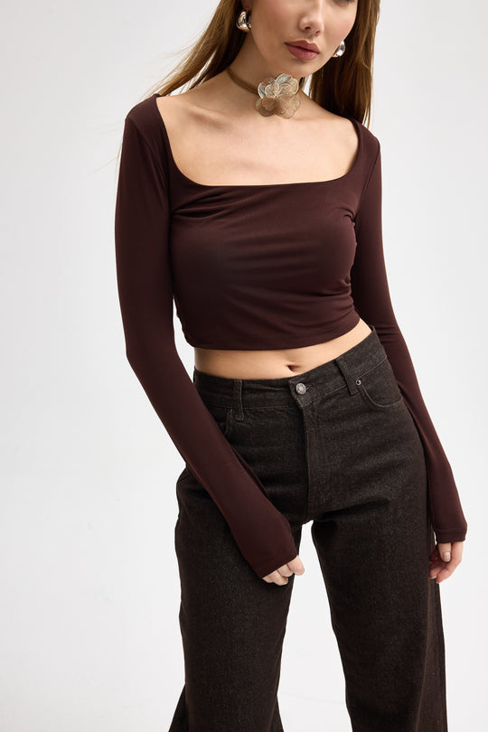 Routines Stretch Crop Top - Brown 10133 - ROUTINES