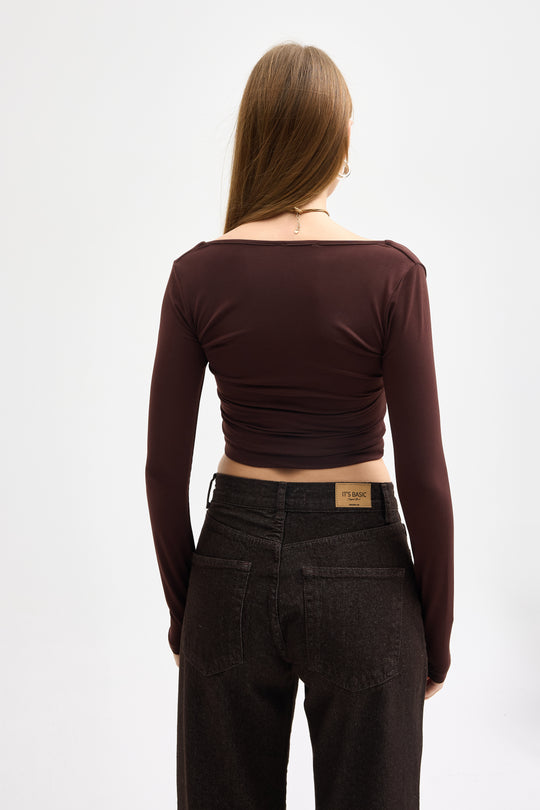 Routines Stretch Crop Top - Brown 10133 - ROUTINES