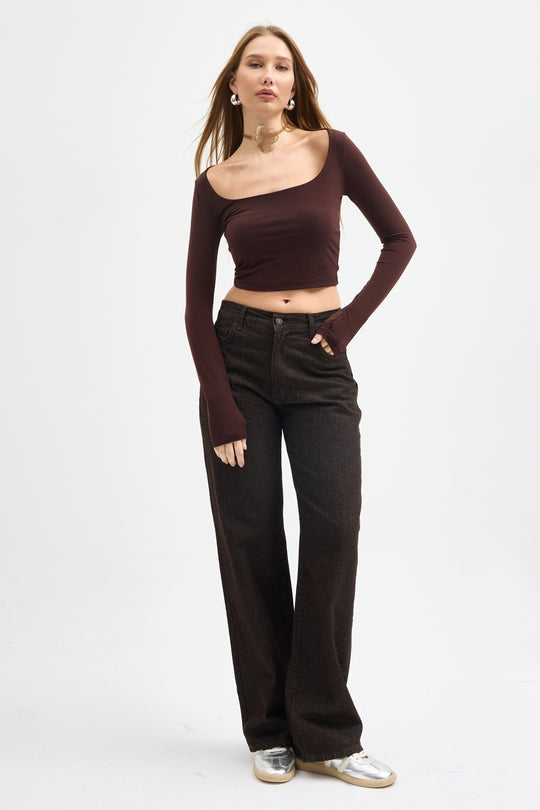 Routines Stretch Crop Top - Brown 10133 - ROUTINES