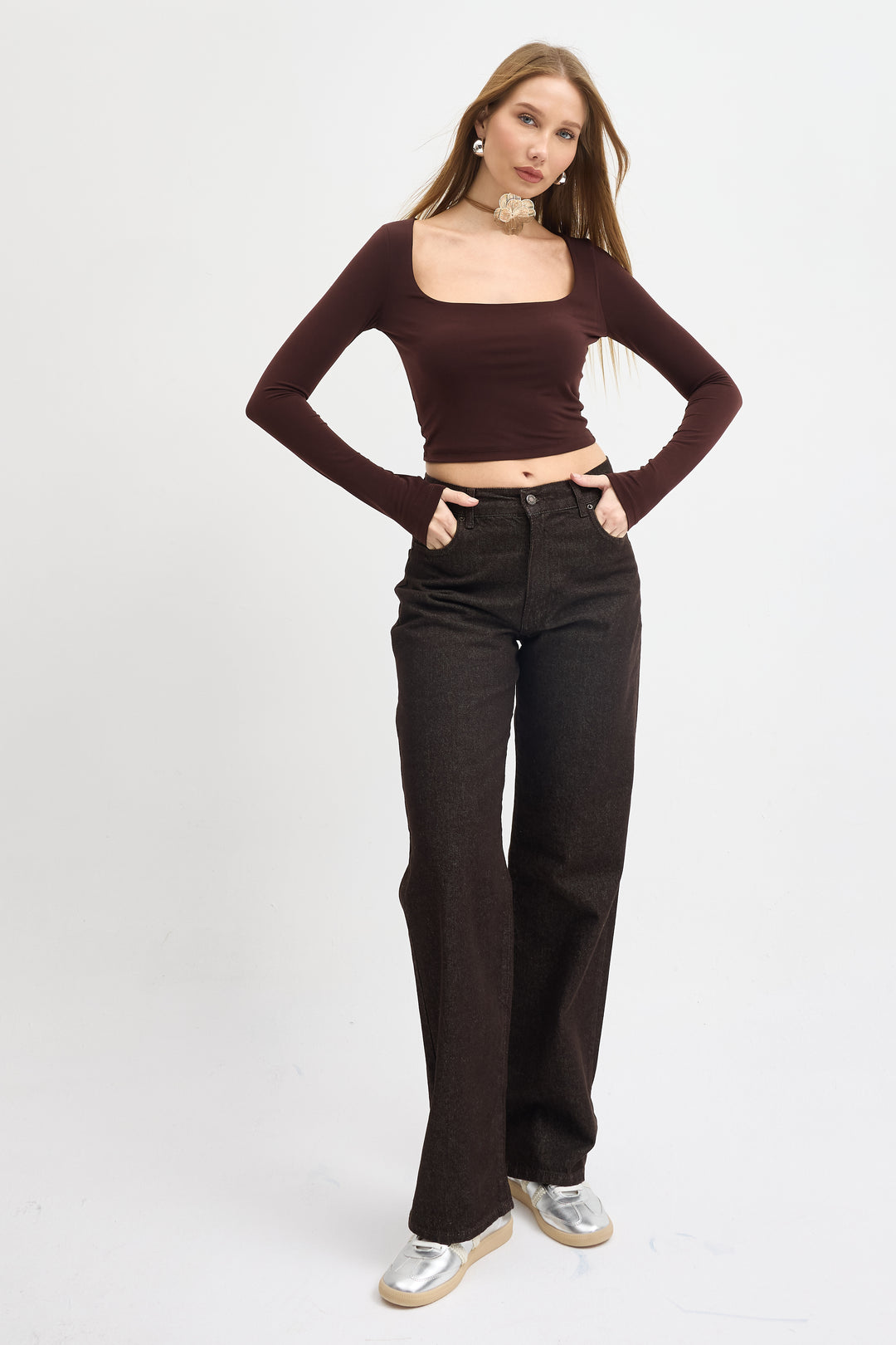 Routines Stretch Crop Top - Brown 10133 - ROUTINES