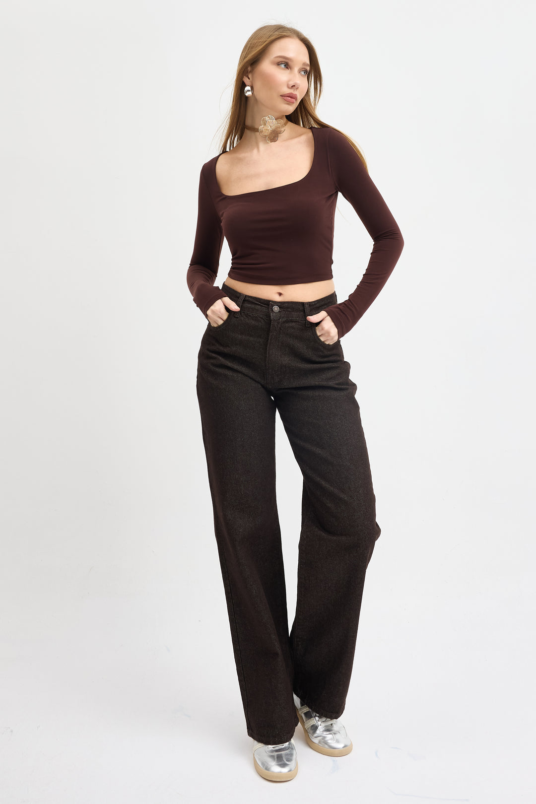 Routines Stretch Crop Top - Brown 10133 - ROUTINES