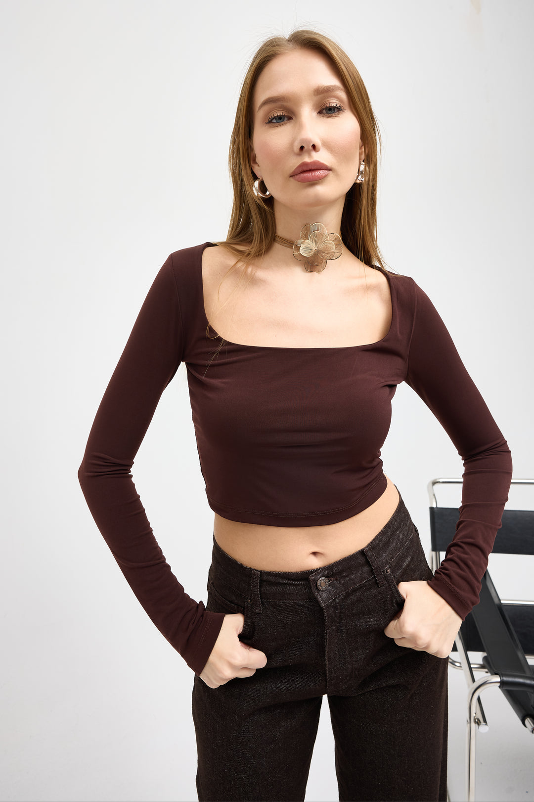Routines Stretch Crop Top - Brown 10133 - ROUTINES