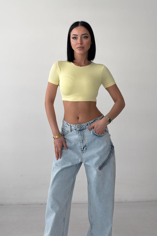 Routines Stretch Crop Top - Butter Yellow 2429 - ROUTINES