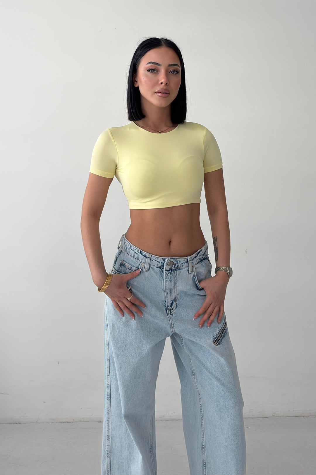 Routines Stretch Crop Top - Butter Yellow 2429 - ROUTINES
