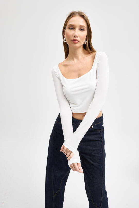 Routines Stretch Crop Top - White 10133 - ROUTINES