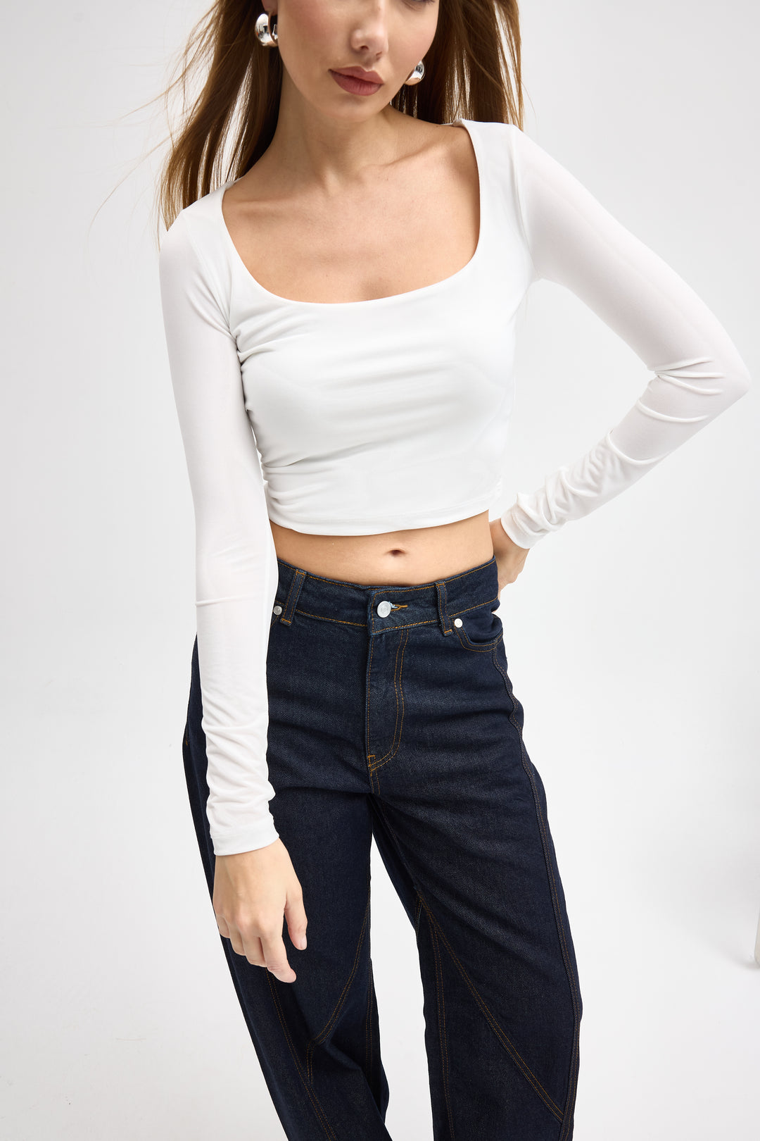 Routines Stretch Crop Top - White 10133 - ROUTINES