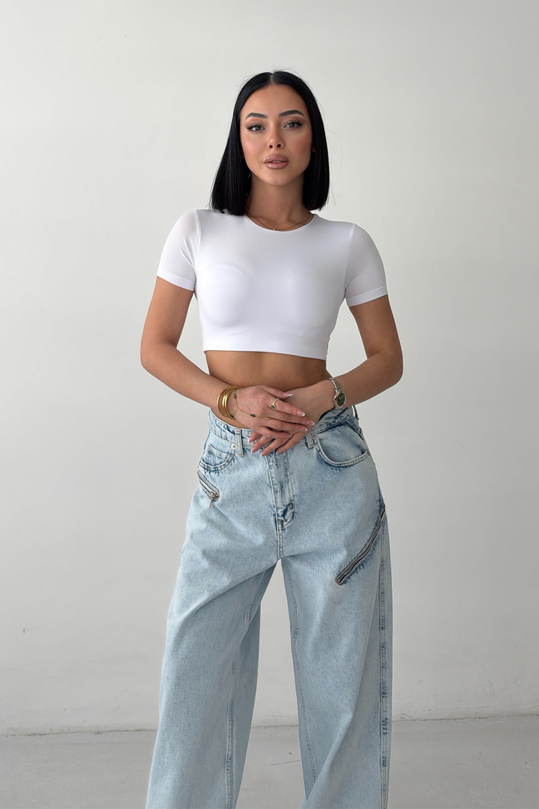 Routines Stretch Crop Top - White 2429 - ROUTINES