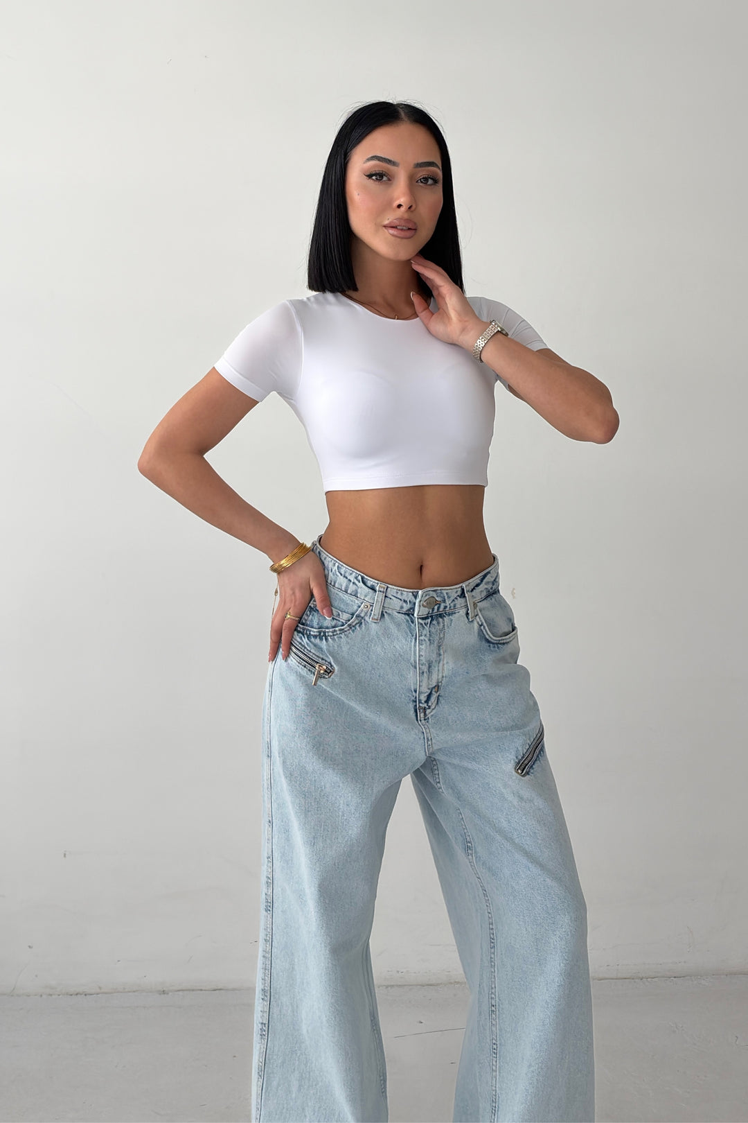 Routines Stretch Crop Top - White 2429 - ROUTINES