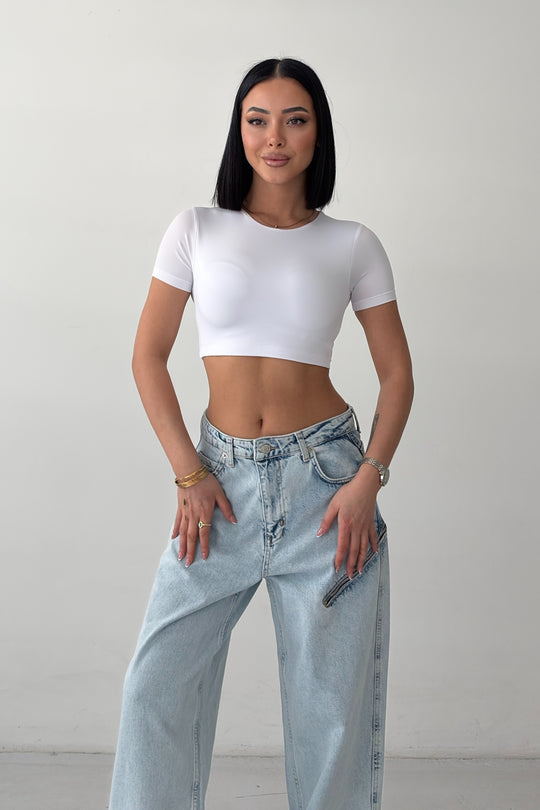 Routines Stretch Crop Top - White 2429 - ROUTINES