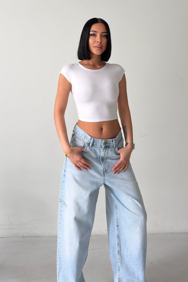 Routines Stretch Crop Top - White 4011 Top Routines Fashion
