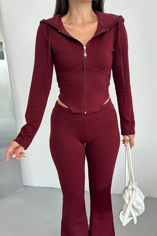 Routines Stretch Fold-over Flared Set - Bordeaux 3535 - ROUTINES