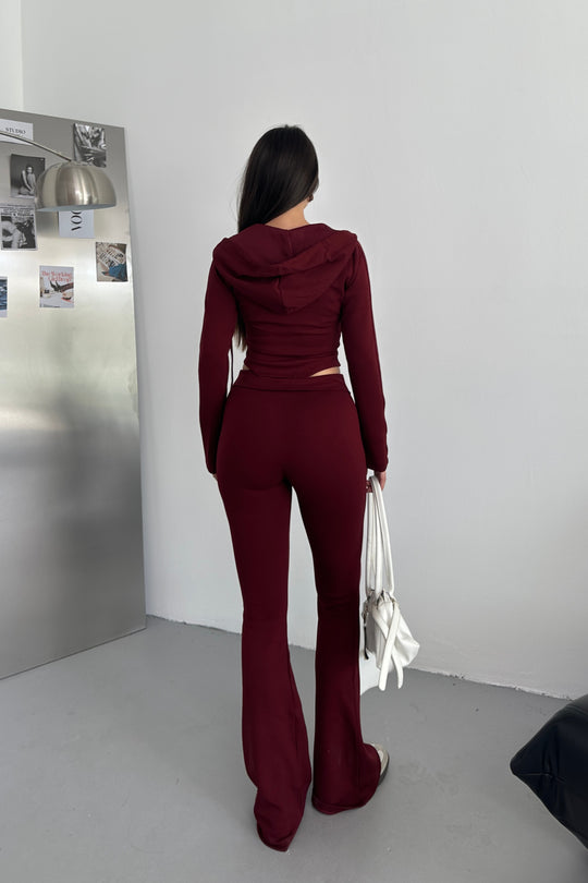 Routines Stretch Fold-over Flared Set - Bordeaux 3535 - ROUTINES