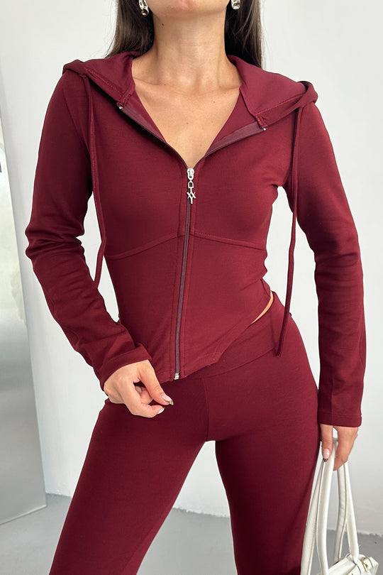Routines Stretch Fold-over Flared Set - Bordeaux 3535 - ROUTINES