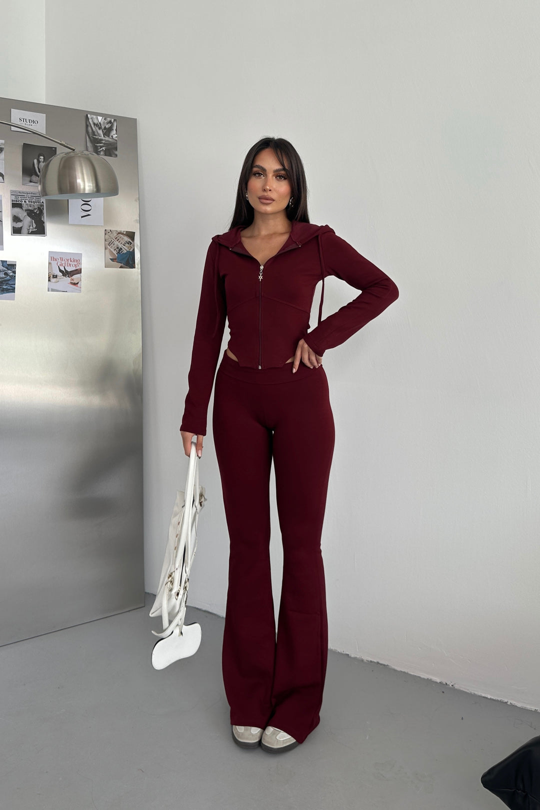 Routines Stretch Fold-over Flared Set - Bordeaux 3535 - ROUTINES