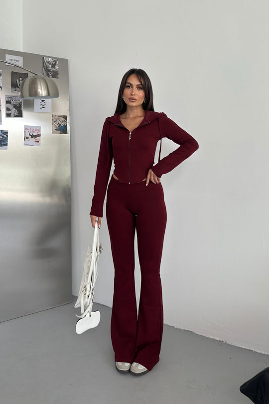 Routines Stretch Fold-over Flared Set - Bordeaux 3535 - ROUTINES