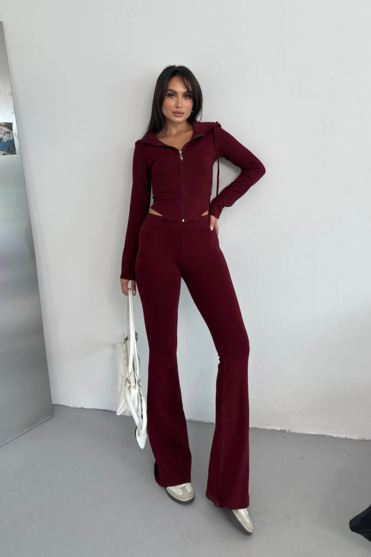 Routines Stretch Fold-over Flared Set - Bordeaux 3535 - ROUTINES
